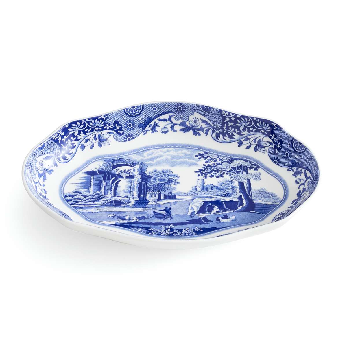 Blue Italian Oval Fluted Dish image number null
